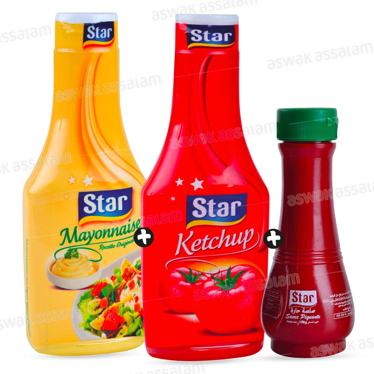 LOT MAYONNAISE 330G + KETCHUP 300G + SAUCE PIQUANTE 170G STAR