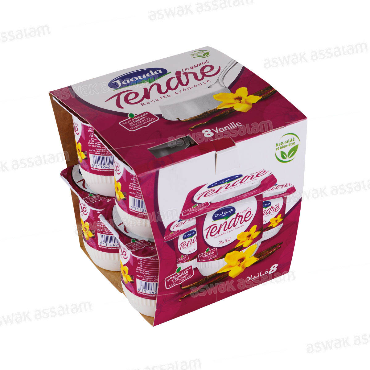 YAOURT TENDRE VANILLE  8*110G PACK JAOUDA