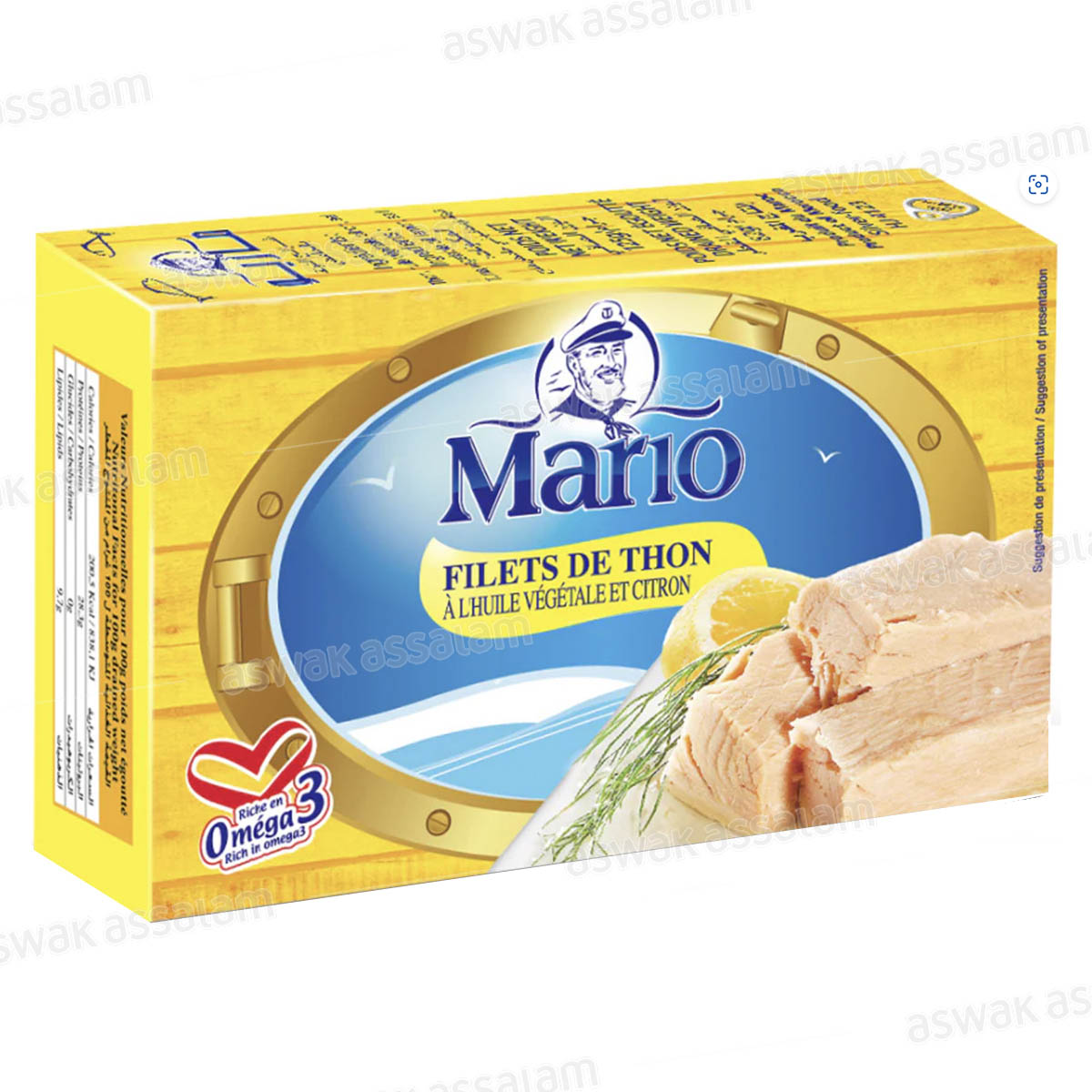 FILETS DE THON A L’HUILE VEGETALE ET CITRON 125G MARIO