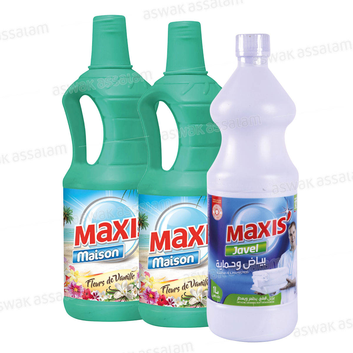LOT DE 2 NETTOYANTS 1L MAXIS’ (GRATUIT EAU DE JAVEL 1L)