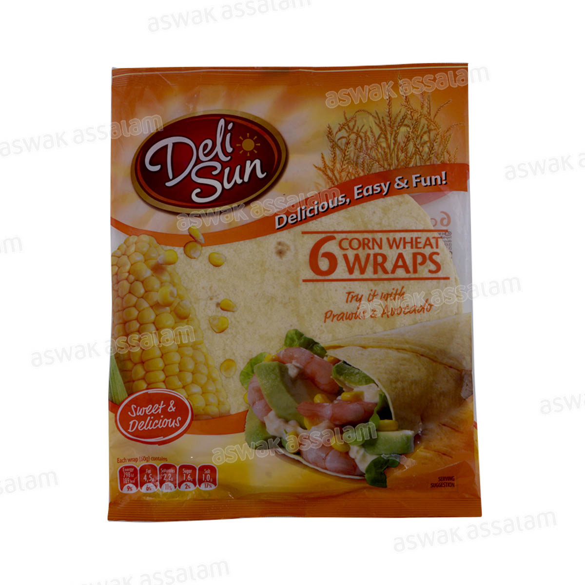 WRAPS DE FARINE DE BLE ET MAIS 6 UNITES 360G DELI SUN