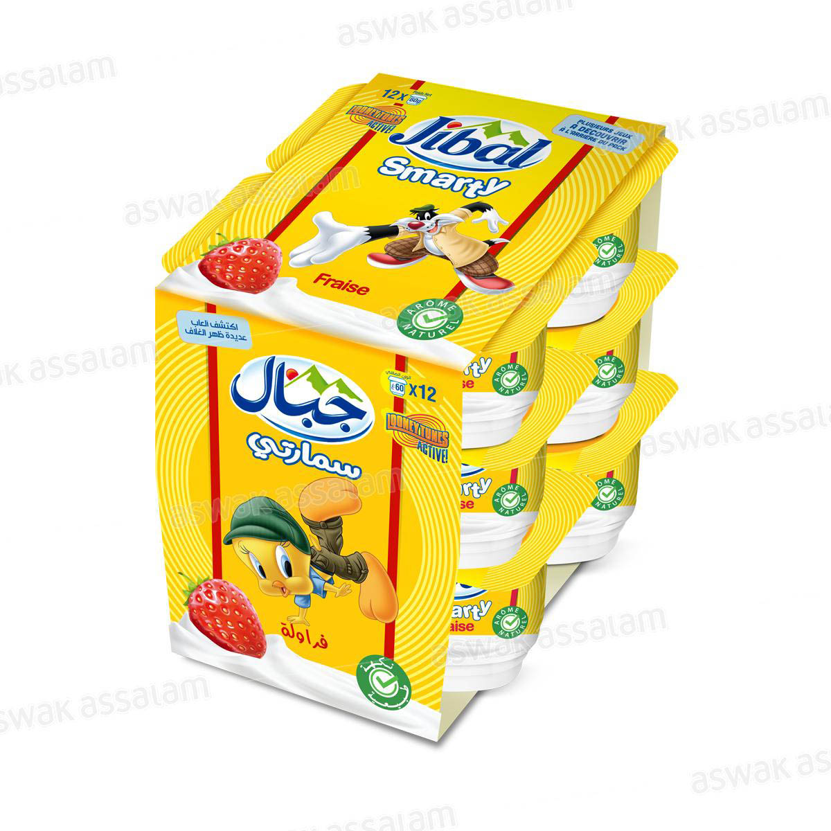 YAOURT FRAISE SMARTY 12*60G PACK JIBAL