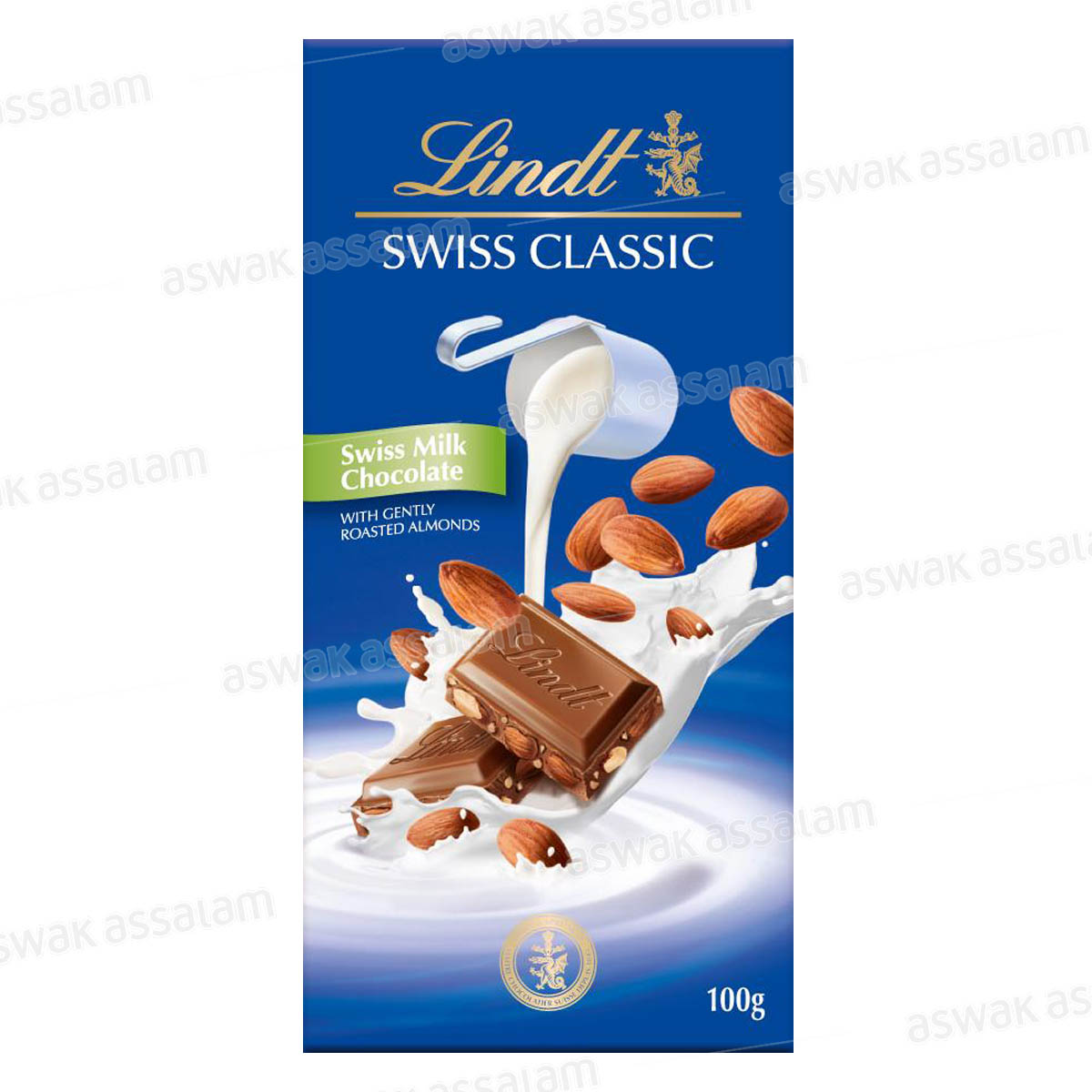 CHOCOLAT SWISS CLASSIC LAIT AMANDES 100G LINDT