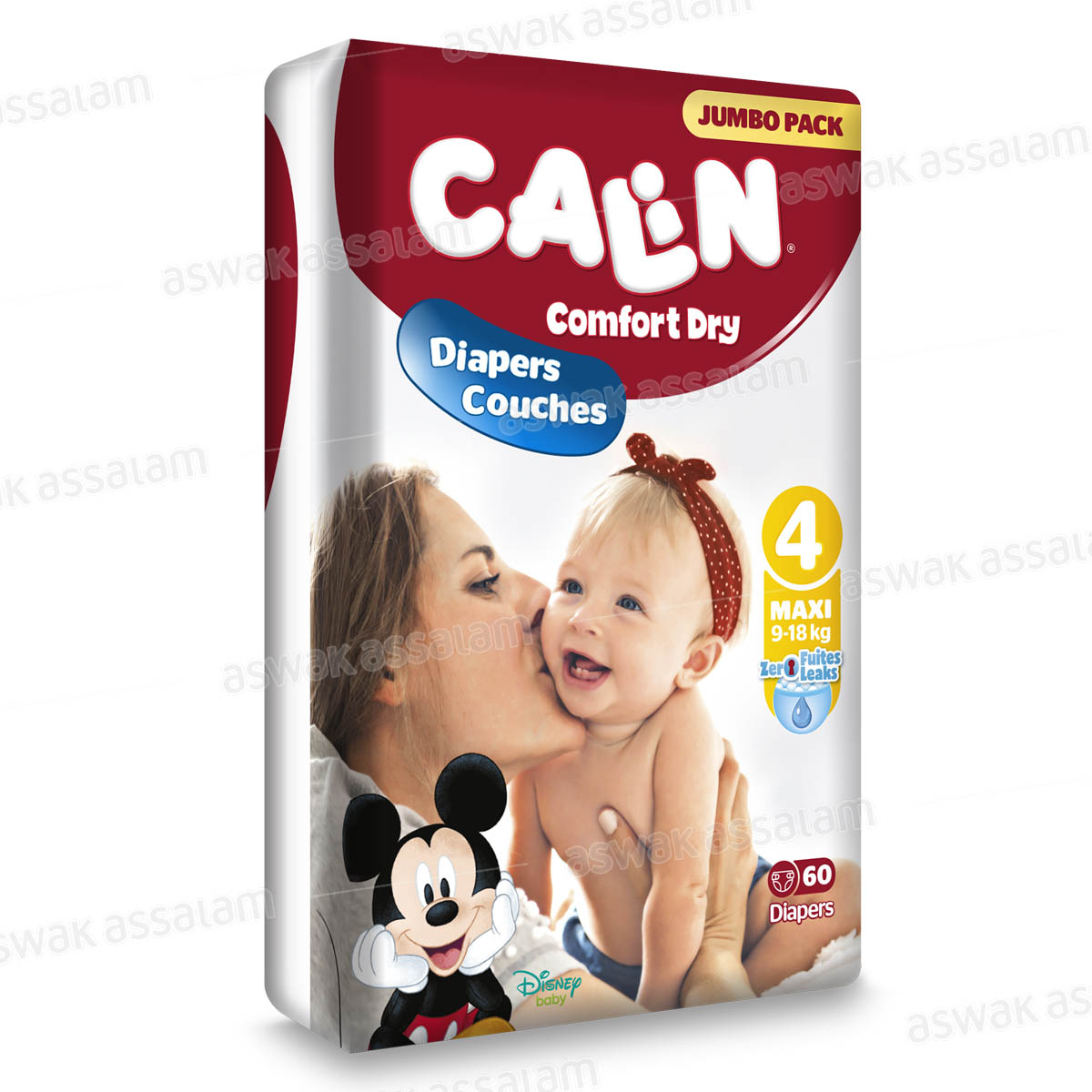 COUCHES BEBE MAXI 9-18 KG 60 UNITES JUMBO PACK CALIN