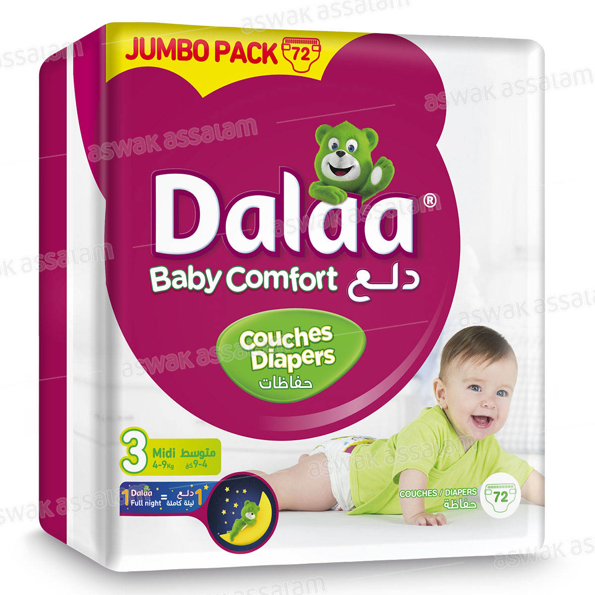 COUCHES BEBE MINI 4-9KG 72 UNITES JUMBO PACK DALAA