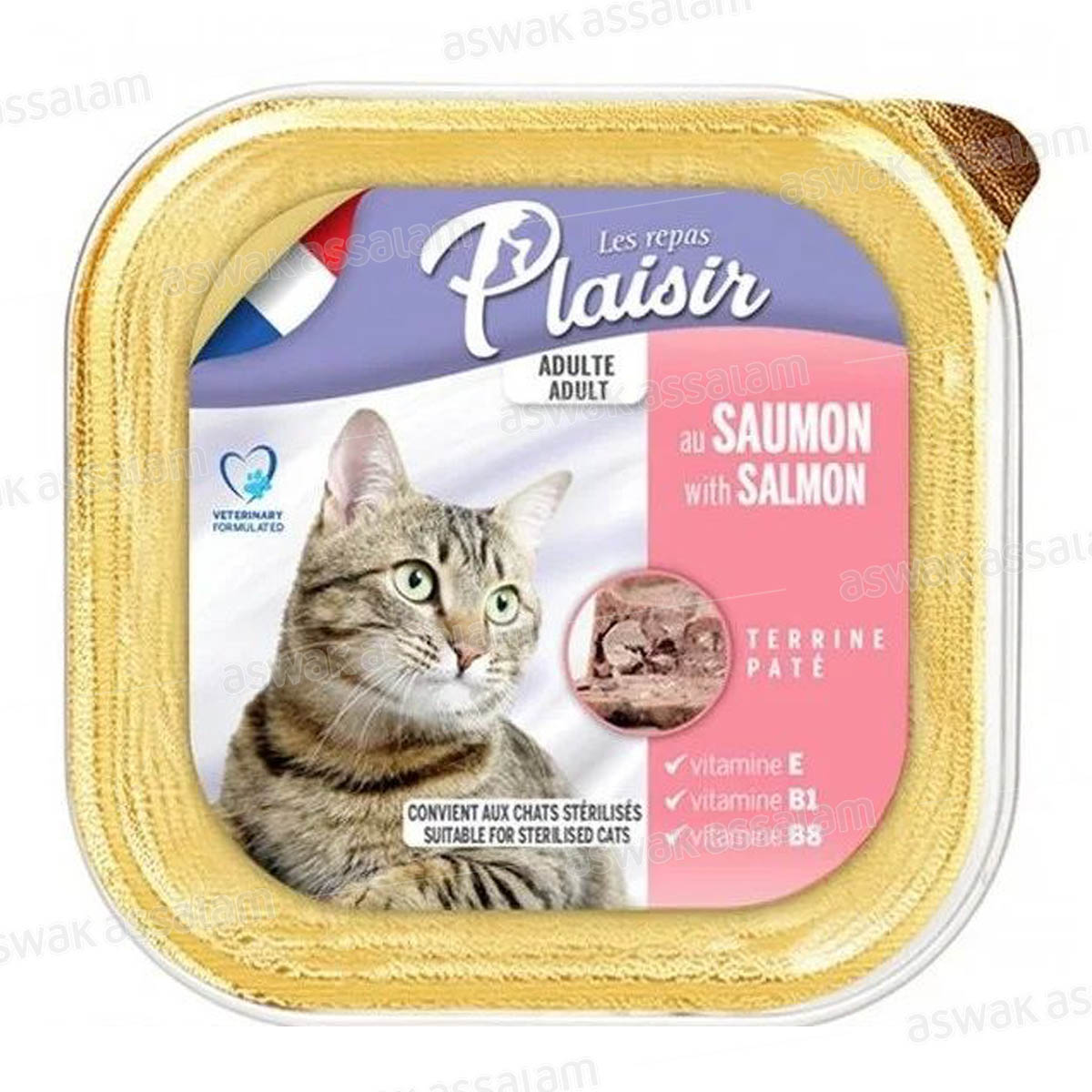 TERRINE PATE POUR CHAT ADULTE AU SAUMON 100G LES REPAS PLAISIR