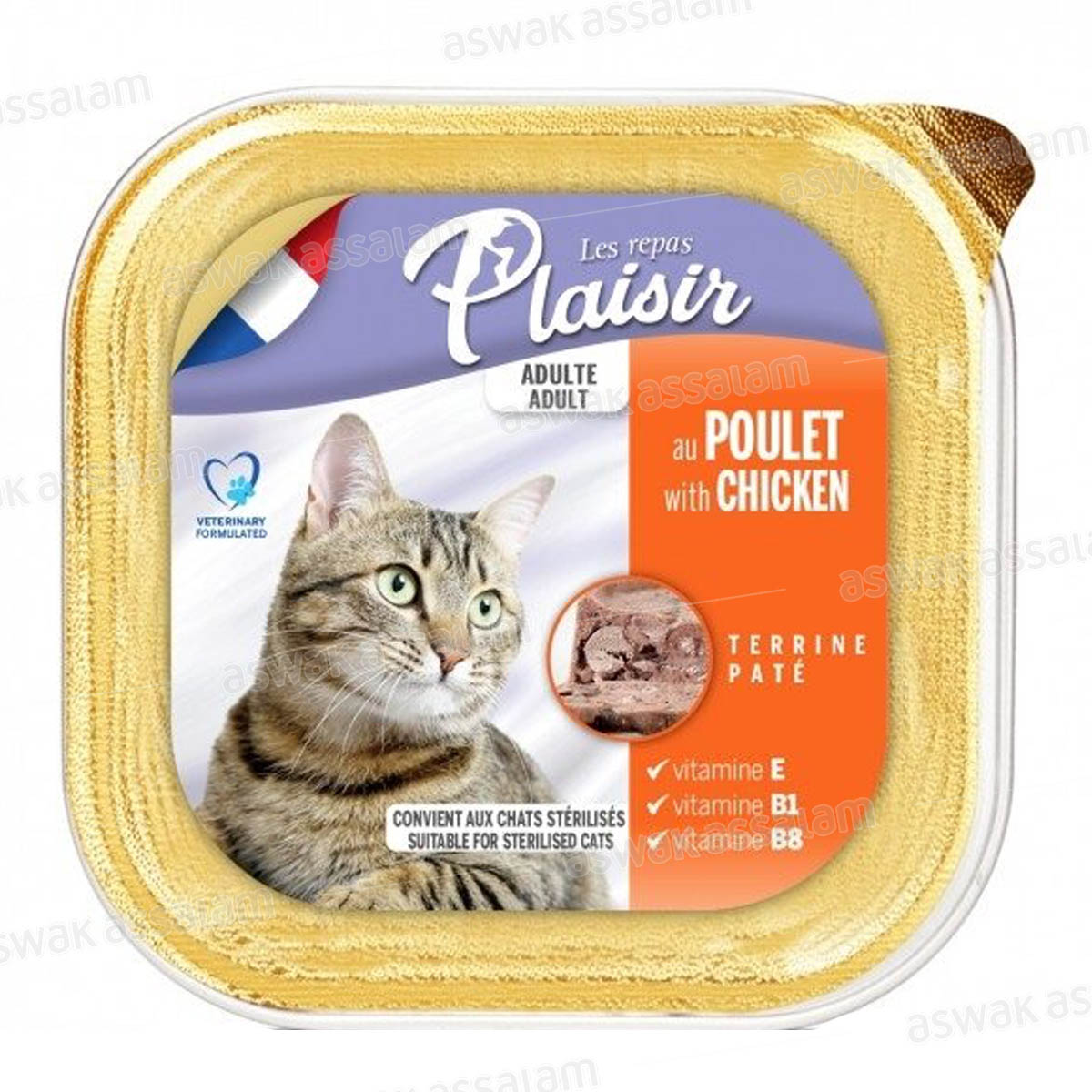 TERRINE PATE POUR CHAT ADULTE AU POULET 100G LES REPAS PLAISIR