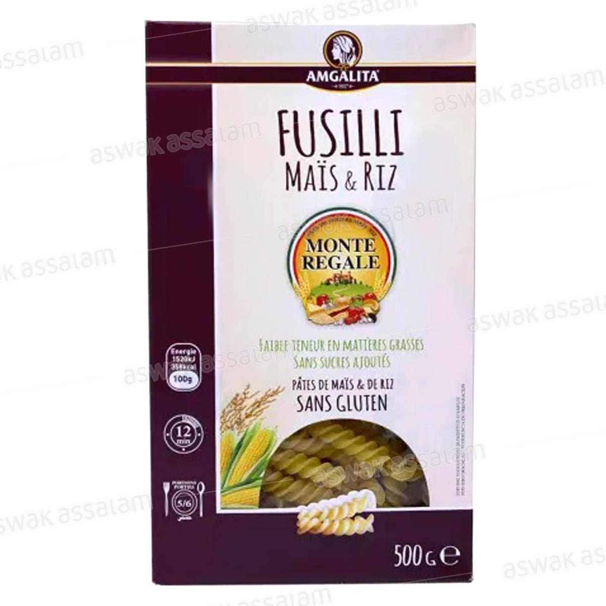 FUSILLI MAIS ET RIZ SANS GLUTEN 500G MONTE REGALE