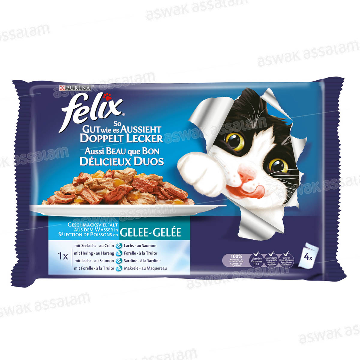SELECTION POUR CHAT DE POISSONS EN GELEE FELIX  4*85G PURINA
