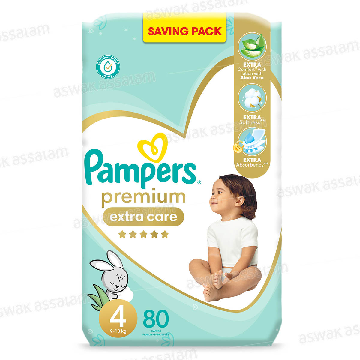 COUCHES BEBE PREMIUM EXTRA CARE TAILLE 4 80 UNITES SAVING PACK PAMPERS