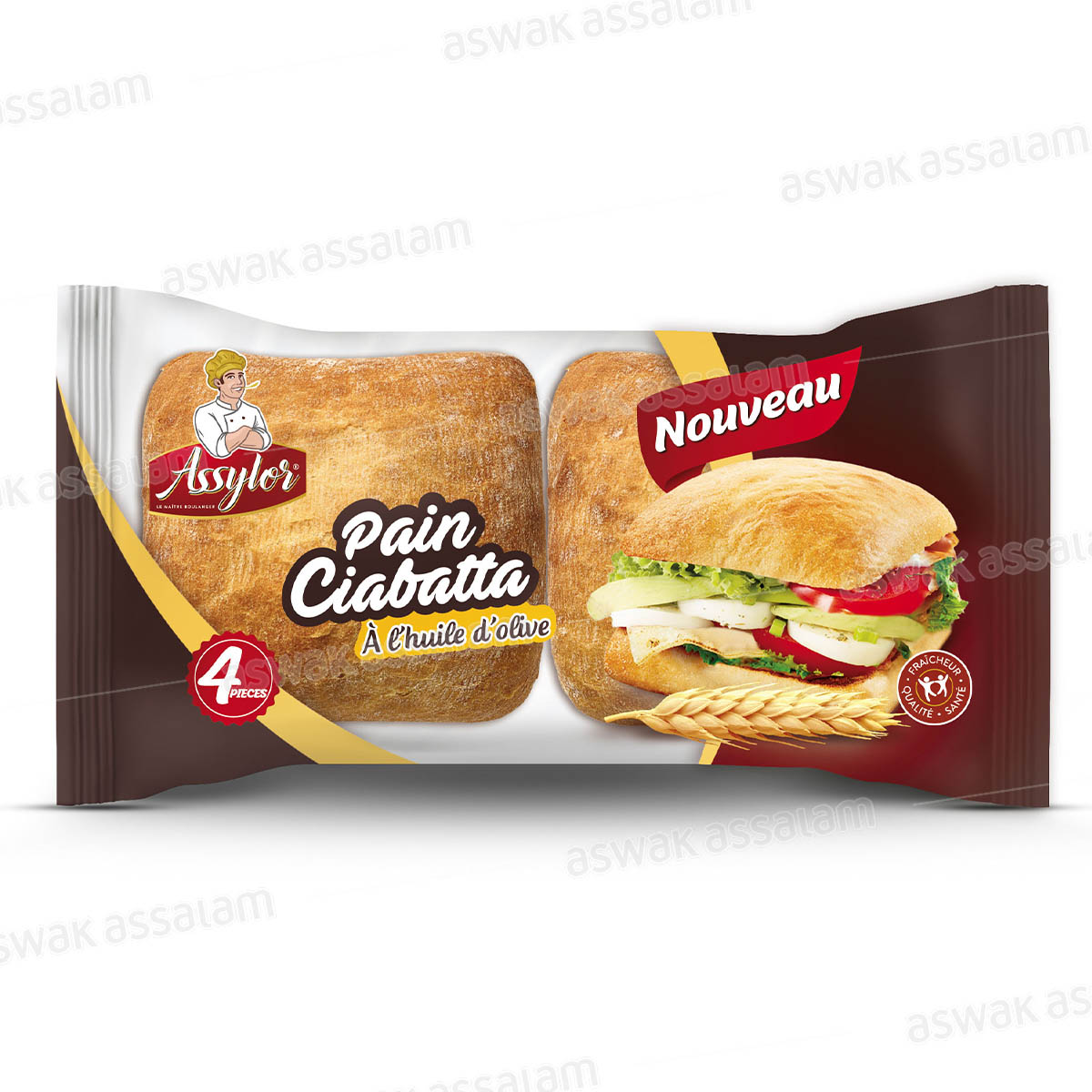 PAIN CIABATTA A L’HUILE D’OLIVE 4 UNITES ASSYLOR
