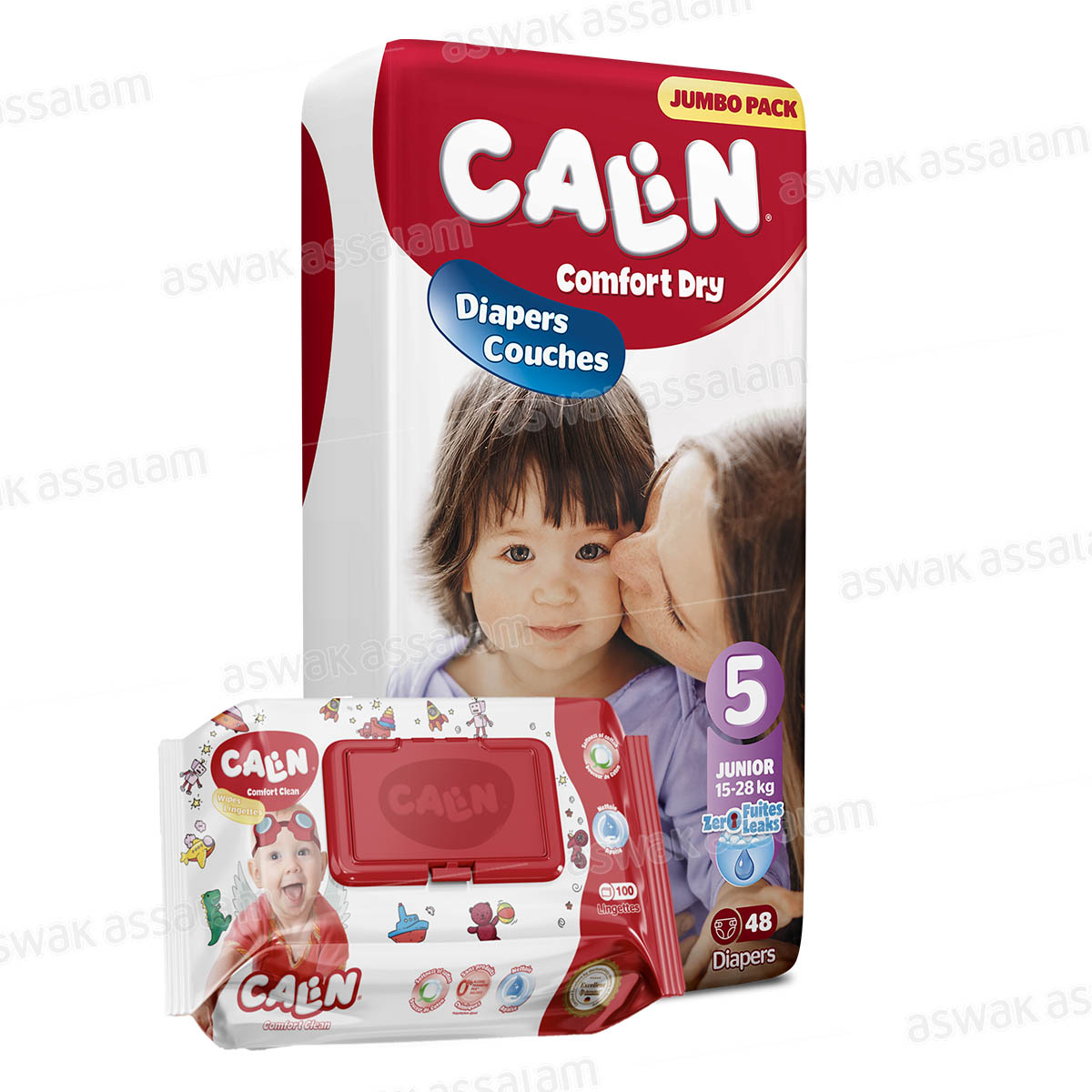 COUCHES BEBE JUNIOR COMFORT DRY TAILLE 5 48 UNITES JUMBO PACK CALIN (GRATUIT LINGETTES 100 UNITES)