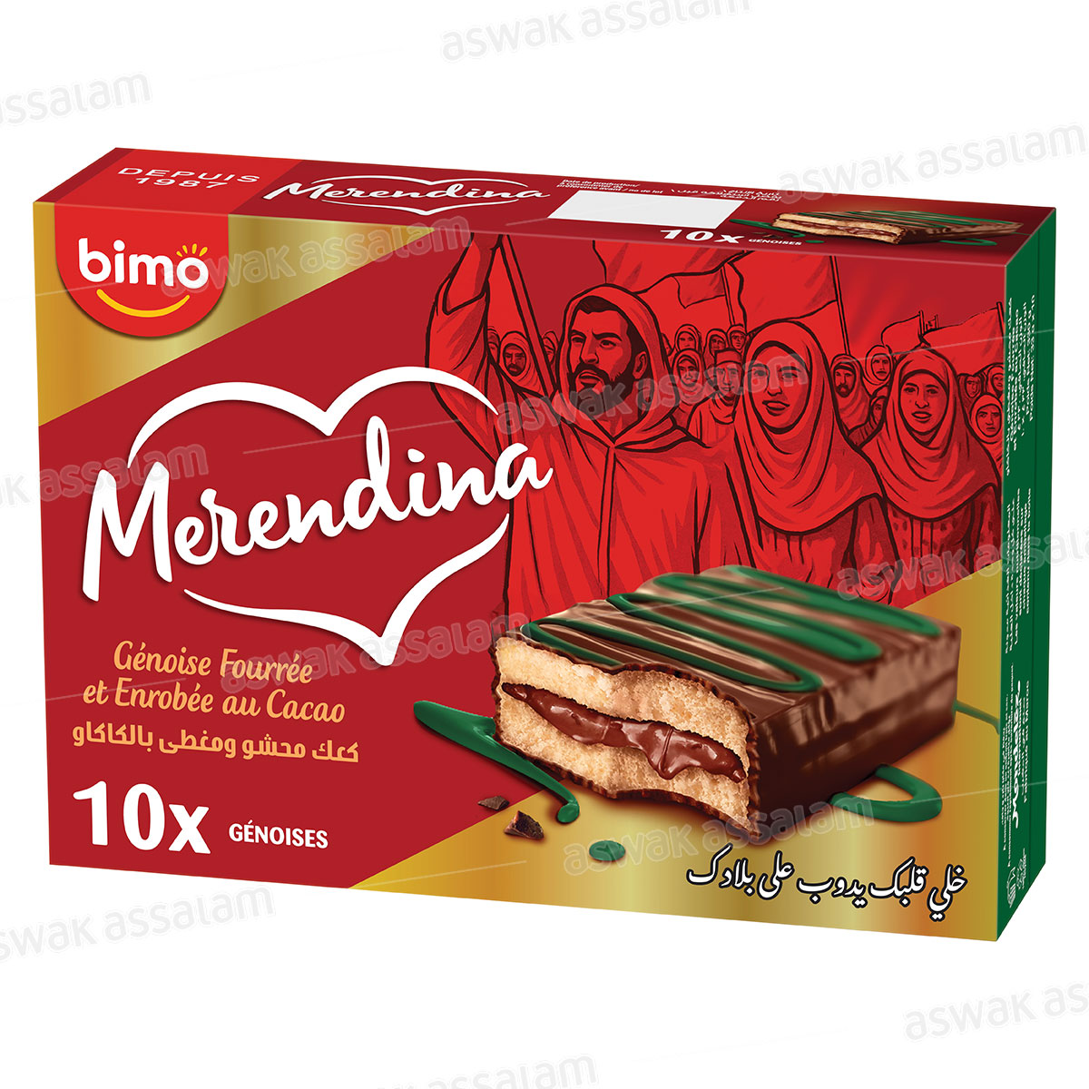 GENOISE FOURREE ET ENROBEE AU CACAO 10*33G PACK MERENDINA BIMO