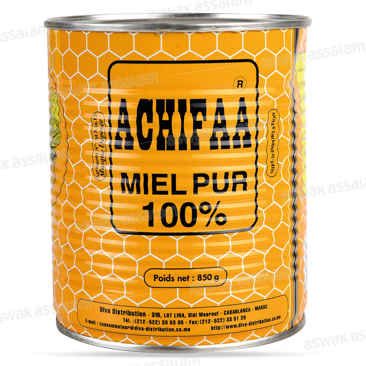 MIEL PUR MULTIFLEURS BOITE METALLIQUE 850G ACHIFAA