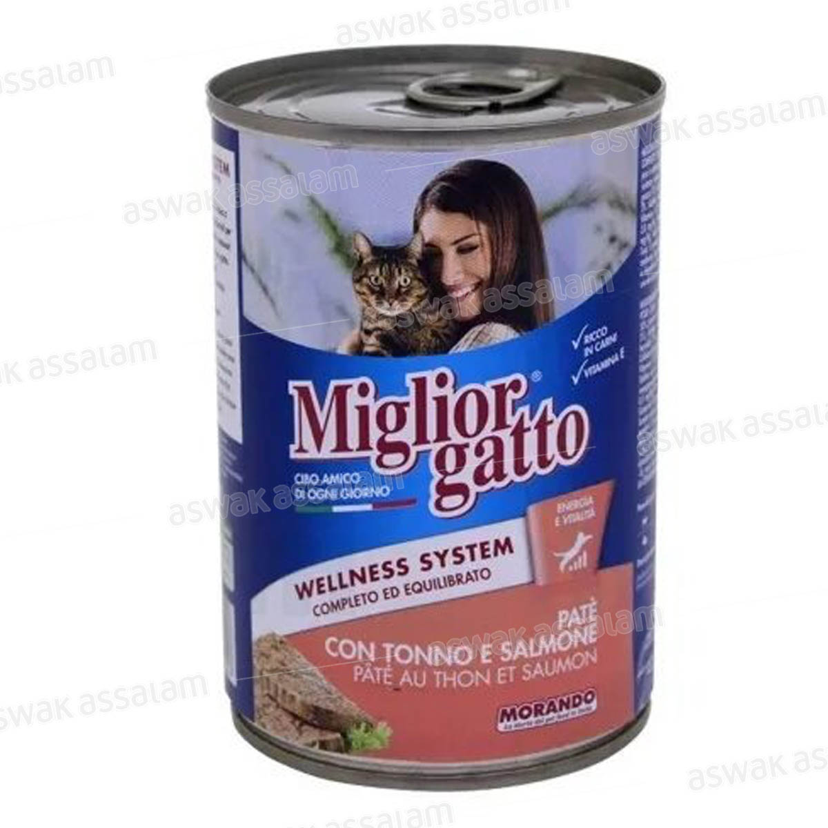 PATE POUR CHAT AU THON ET SAUMON 400G MIGLIOR GATTO MORANDO