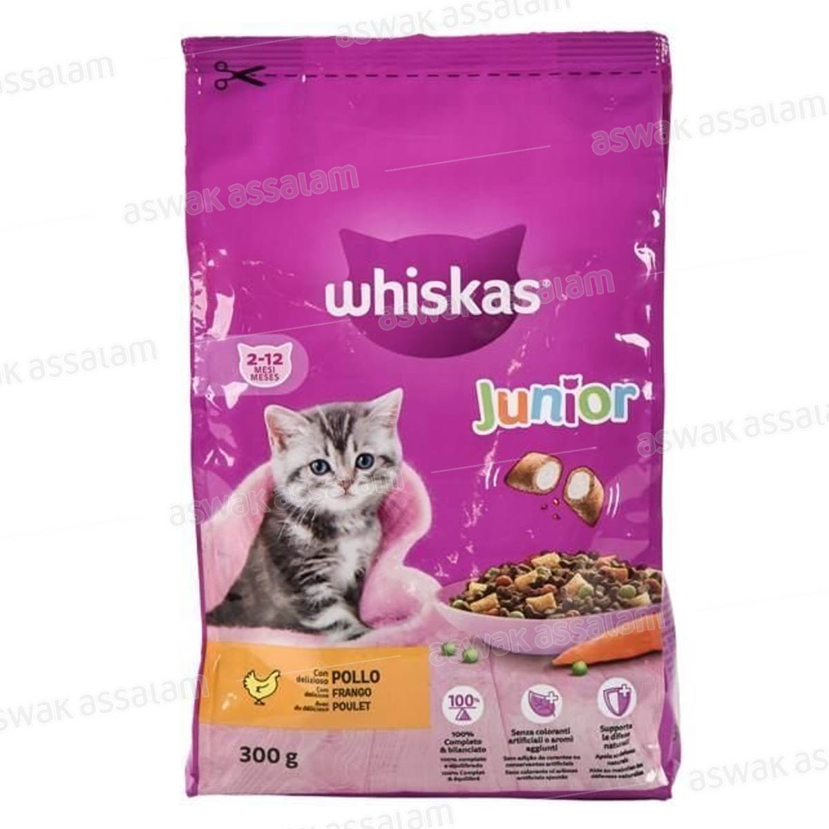CROQUETTES POUR CHAT JUNIOR AU POULET 300G WHISKAS