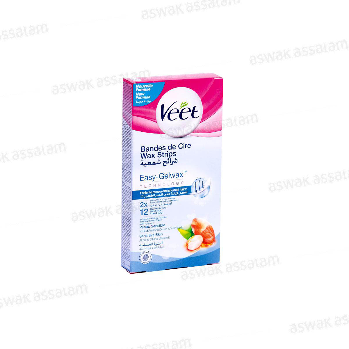 BANDES DE CIRE PEAUX SENSIBLES 10 UNITES VEET