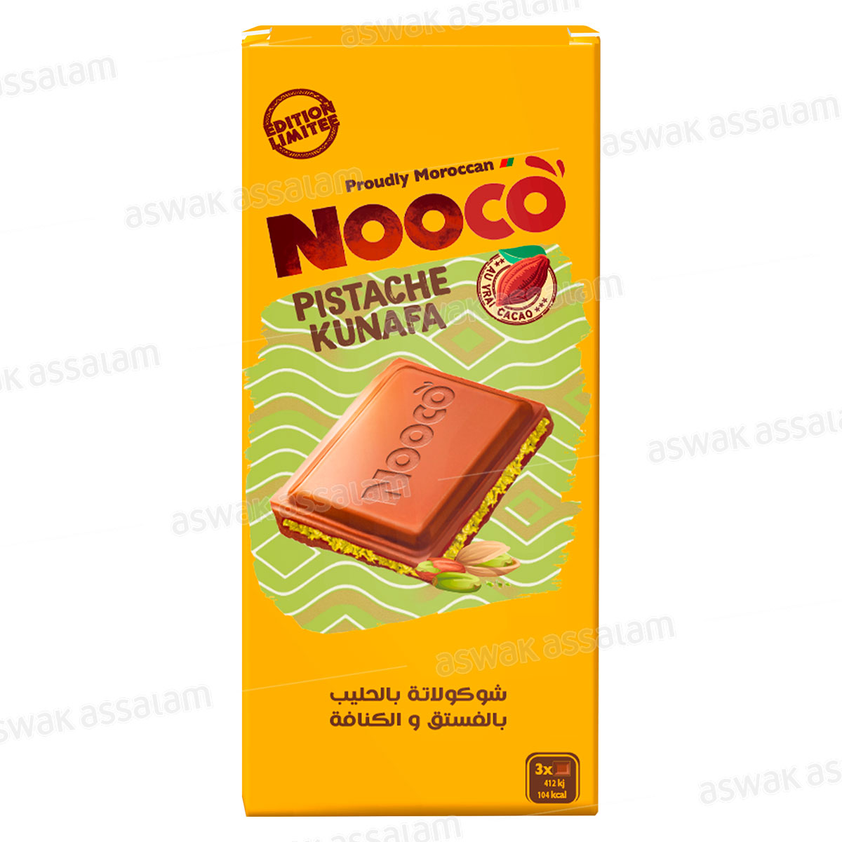 TABLETTE CHOCOLAT LAIT PISTACHE KUNAFA 95G NOOCO